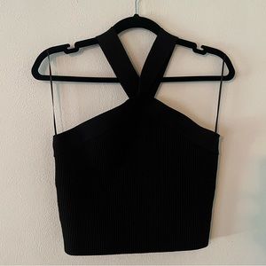 Black Allie Rose Cross Neck Crop Top